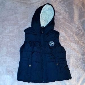 Womens Abercrombie & Fitch Navy Blue Puffer Vest with Hood Size Medium